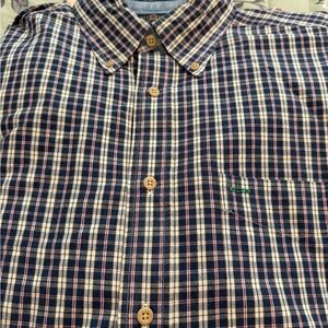 Orginal Tommy Hilfiger Navy and White Plaid Dress Shirt